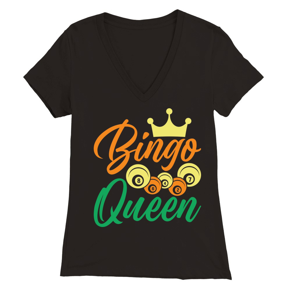 Bingo Queen 01 Premium Womens V-Neck T-shirt