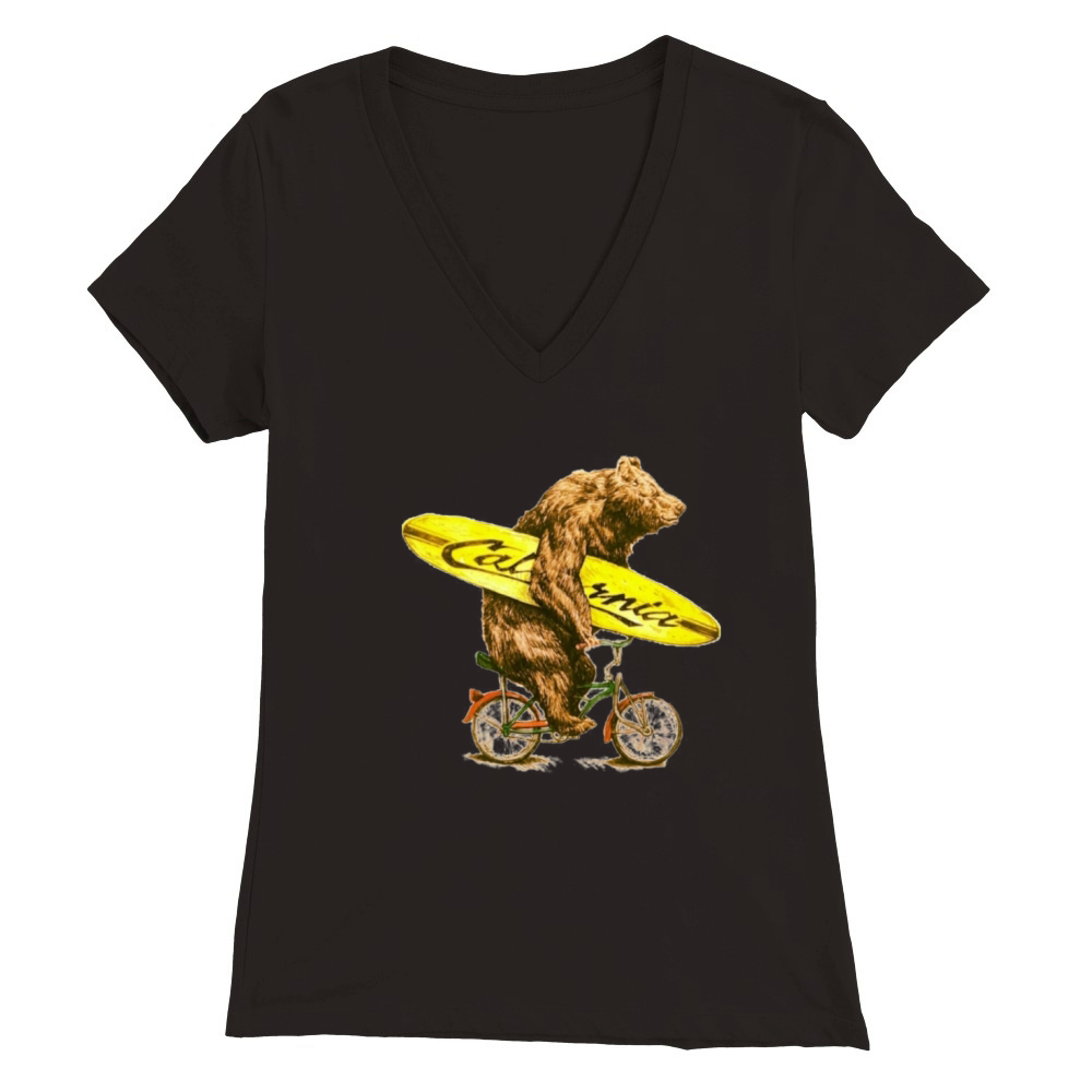 California bicycle for surfers Premium Womens V-Neck T-shirt