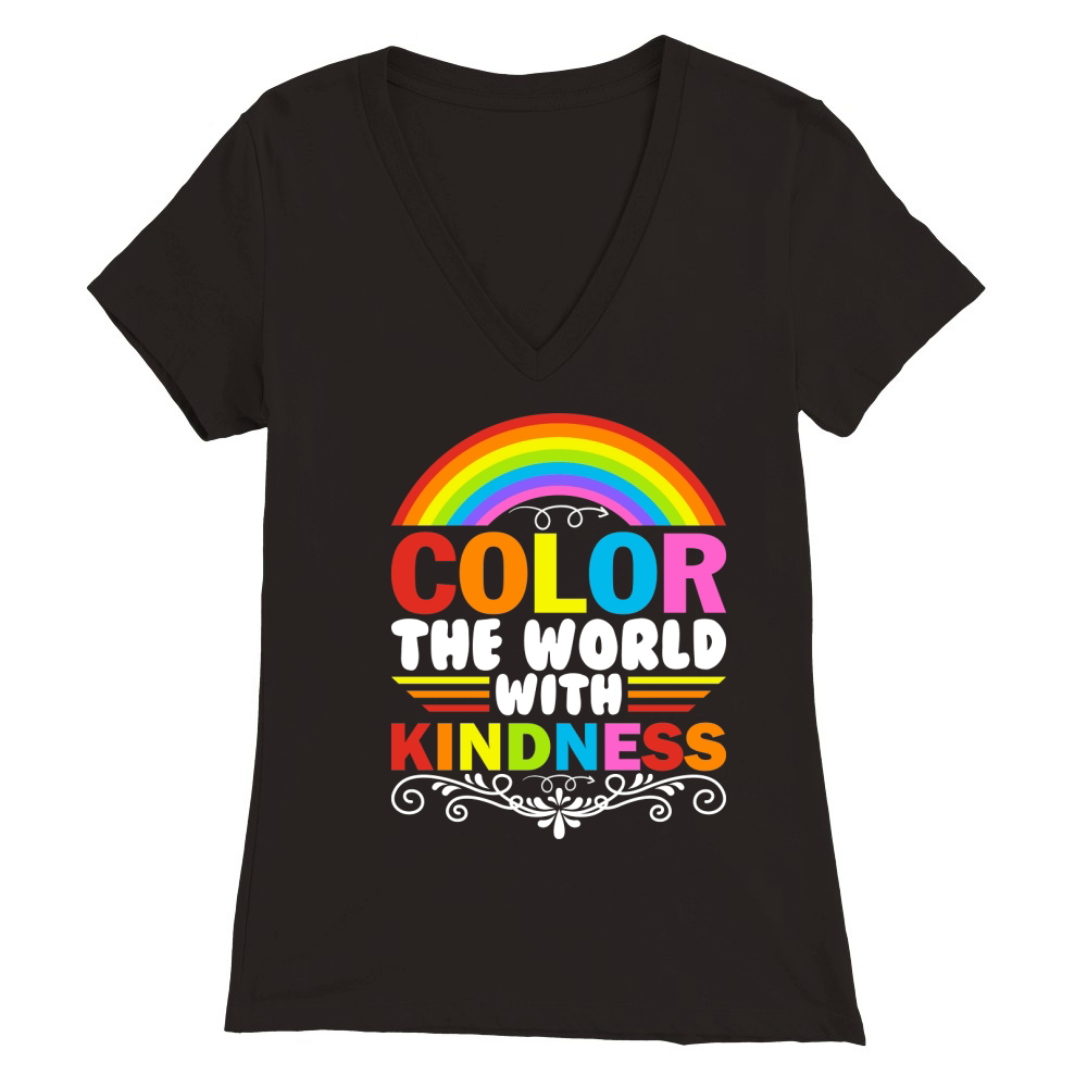 Color The World With Kindness Premium Womens V-Neck T-shirt