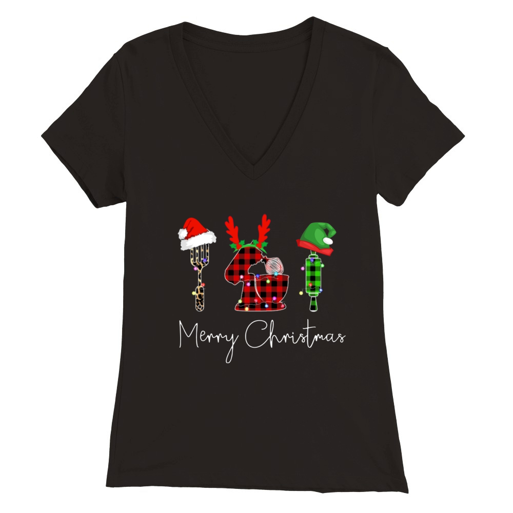 Jobs Christmas Baker Merry Christmas Vintage Premium Womens V-Neck T-shirt