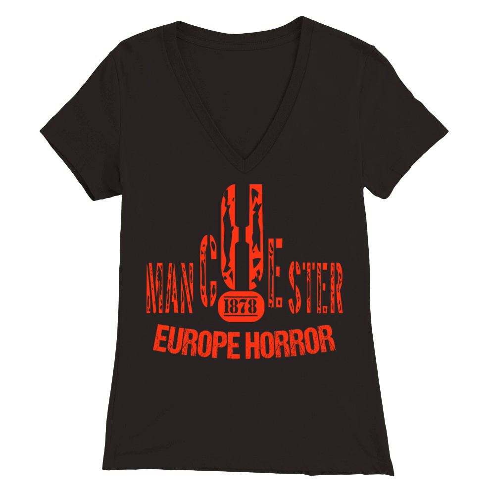 Manchester United 1878 the Europe Horror RED COLOR Premium Womens V-Neck T-shirt