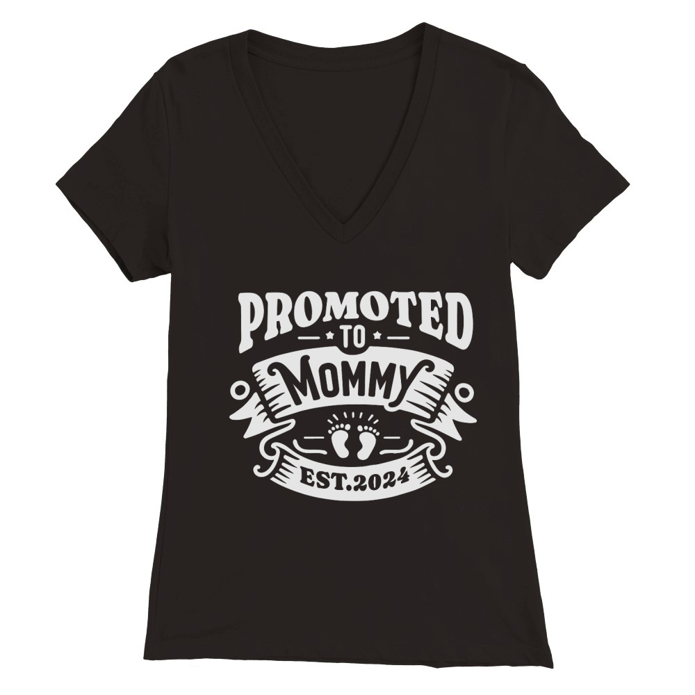 Promoted to Mommy Est. 2024 New Mom Premium Womens V-Neck T-shirt