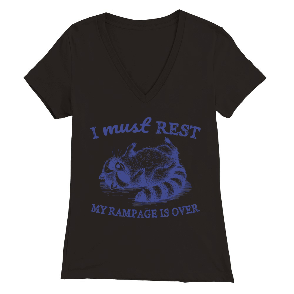 Raccoon weird sleeping L vBlue Premium Womens V-Neck T-shirt