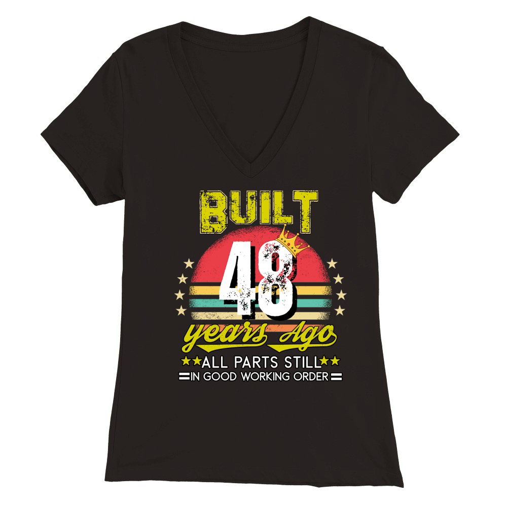 Vintage Birthday 48 Premium Womens V-Neck T-shirt
