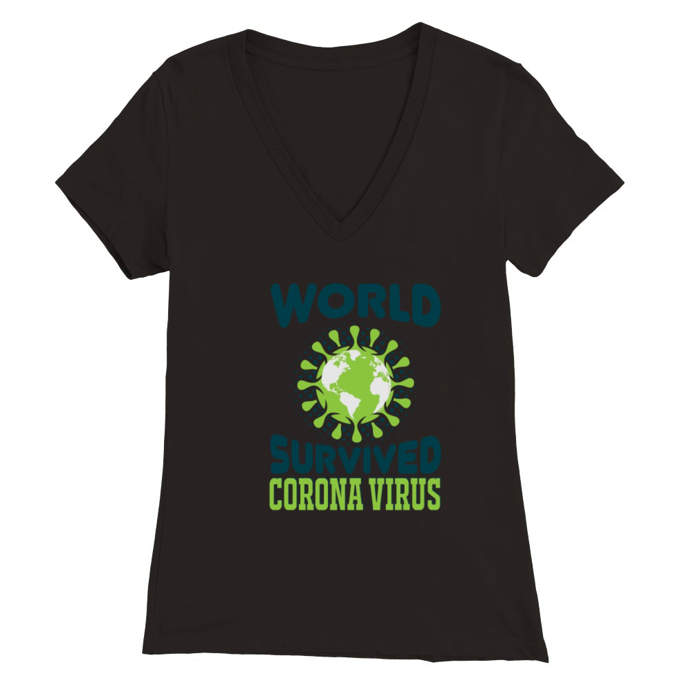 World Survived Corona Virus Premium Womens V-Neck T-shirt