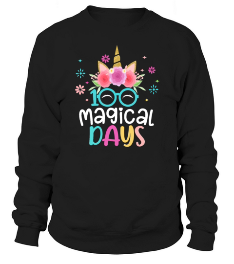 100th Days Of School Girls Cute Unicorn Face Sweatshirt Unisex