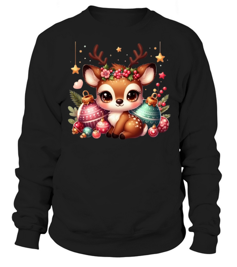 Cute Deer Christmas Watercolor Clipart1 Sweatshirt Unisex