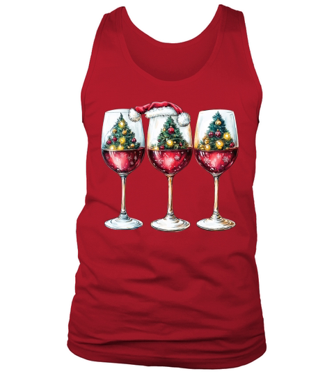 Christmas wine glasses sublimation 02 Tank Top Unisex
