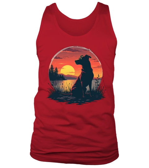 Dog Watching Sunset 1 Tank Top Unisex