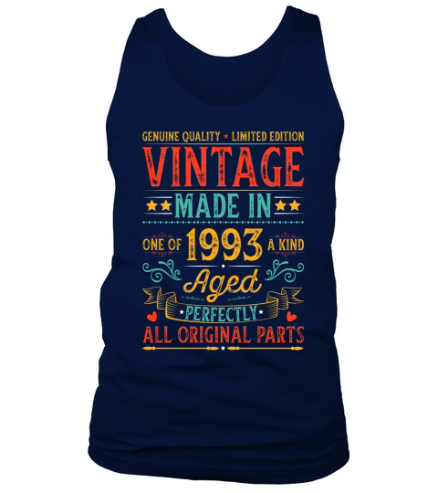 Vintage Made In 1993 Birthday T Shirt Design (1) Tank Top Unisex
