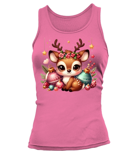 Cute Deer Christmas Watercolor Clipart1 Tank top Woman