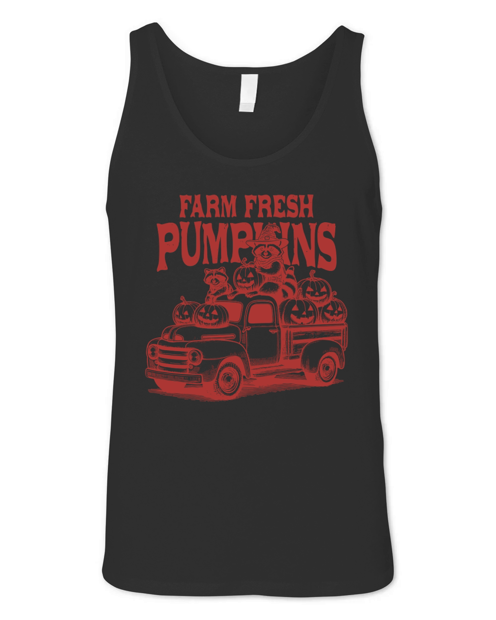 Farm fresh pumpkins Raccoon L Red Unisex Jersey Tank