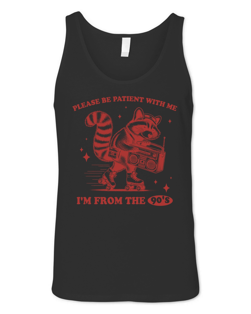 Raccoon Roller Skate Vintage Radio L Red Unisex Jersey Tank