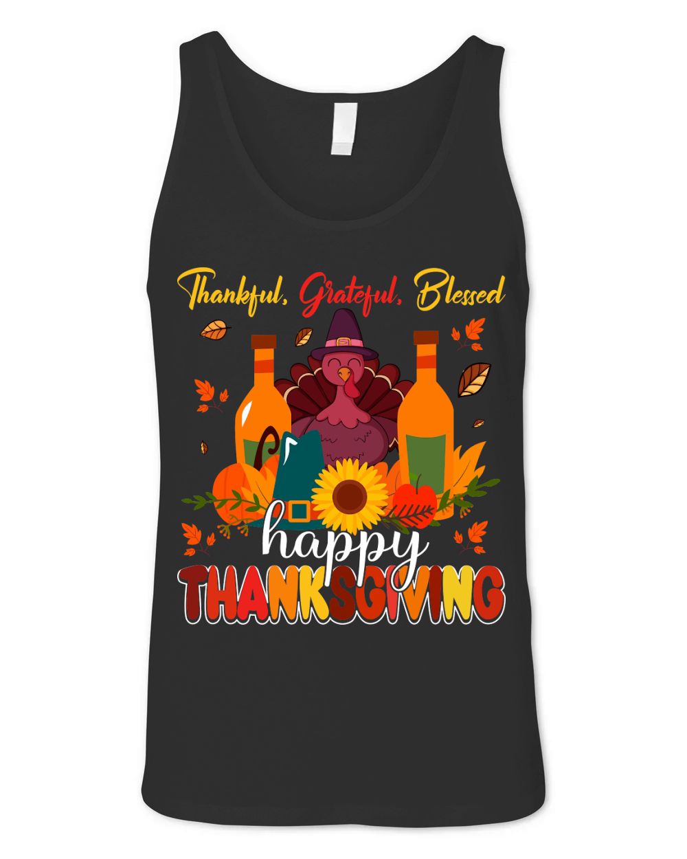 thankful grateful blessed happy thanksgiving Unisex Jersey Tank