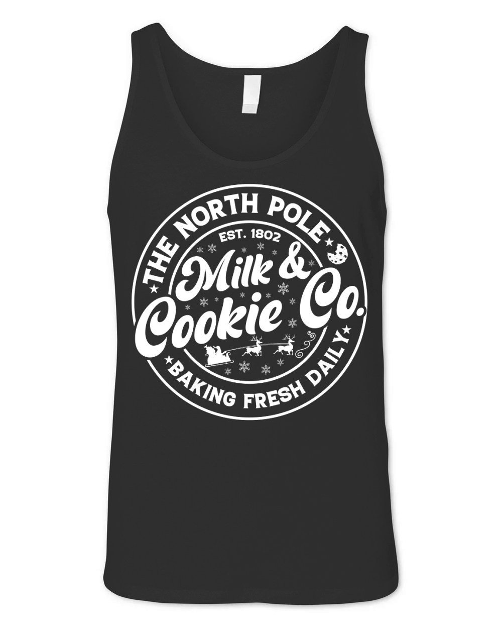 Vintage Christmas Sign The north pole milk & cookie Co white300 Unisex Jersey Tank