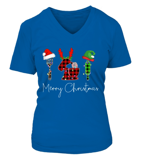 Jobs Christmas Baker Merry Christmas Vintage V-neck T-Shirt Woman