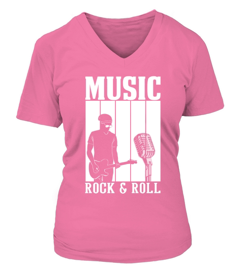 Music rock & roll (2) V-neck T-Shirt Woman