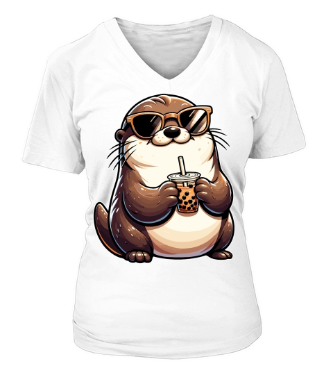 Otter BOBA TEA 2 V-neck T-Shirt Woman
