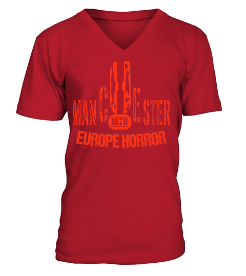 Manchester United 1878 the Europe Horror RED COLOR V-Neck T-shirt