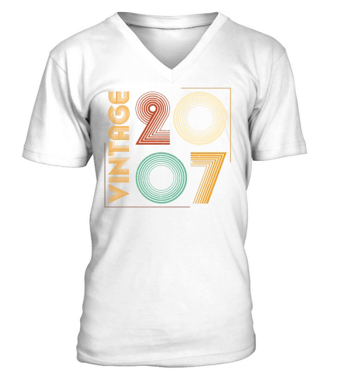 Vintage 2007 Birthday T Shirt Design (1) V-Neck T-shirt