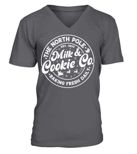 Vintage Christmas Sign The north pole milk & cookie Co white300 V-Neck T-shirt