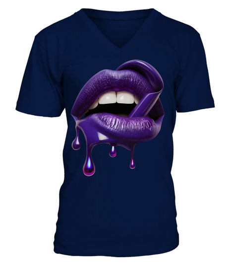 Womens Honey Glazed Lips V-Neck T-shirt