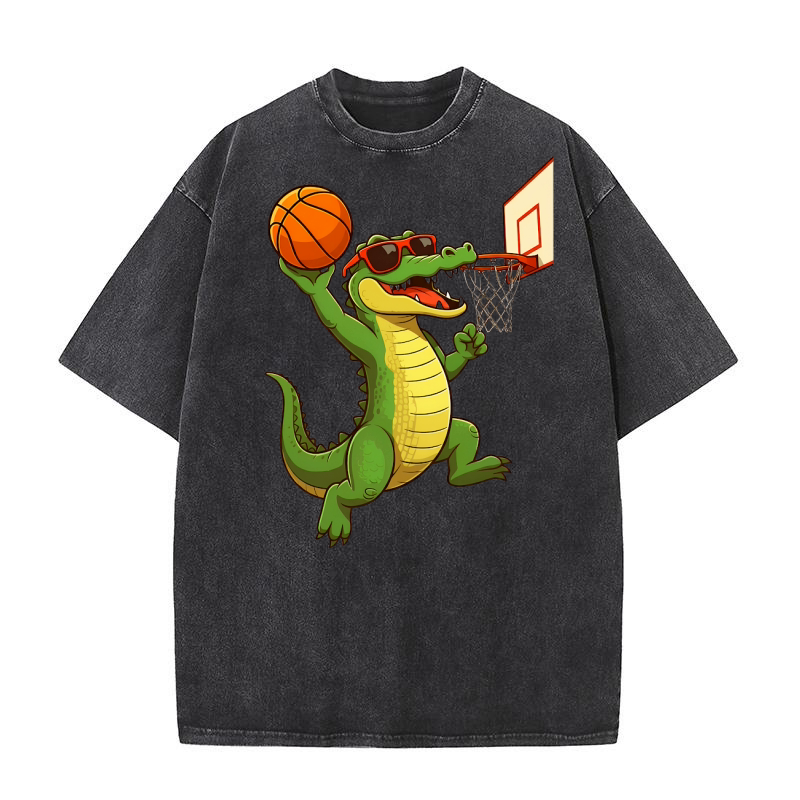 Basketball Crocodile 02 Washed T-Shirt