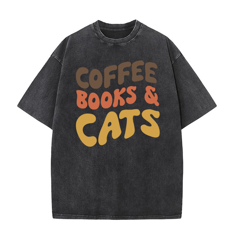 Coffee books cats 1 Washed T-Shirt