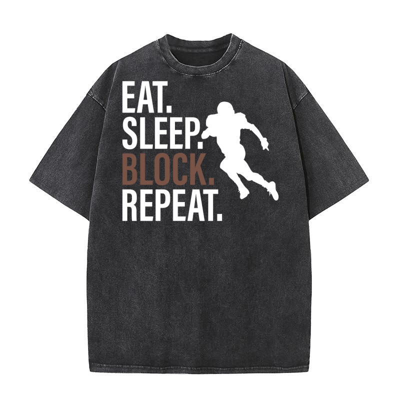 Eat Sleep Block Repeat Washed T-Shirt