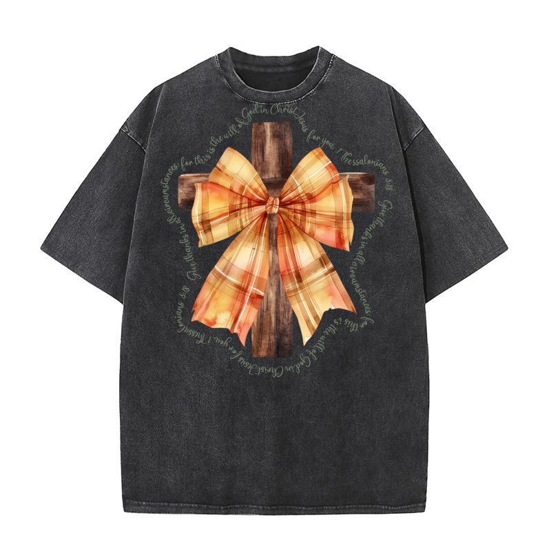 Fall Coquette   Give Thanks 1 Thessalonians Washed T-Shirt