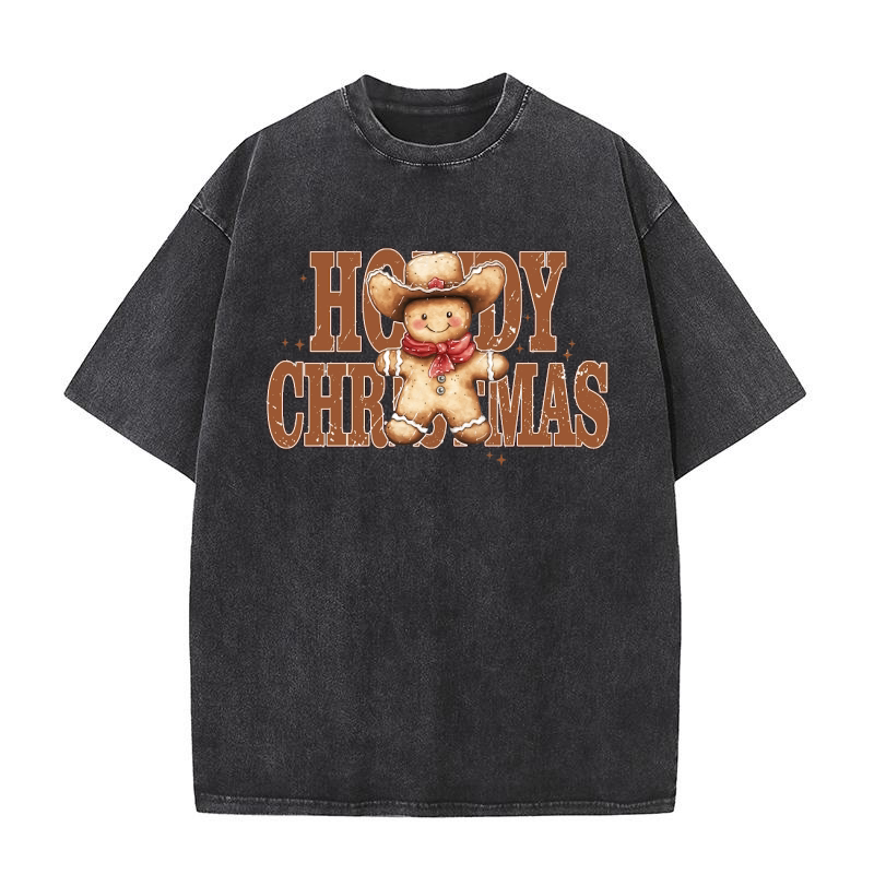 Howdy Gingerbread Christmas 1 Washed T-Shirt