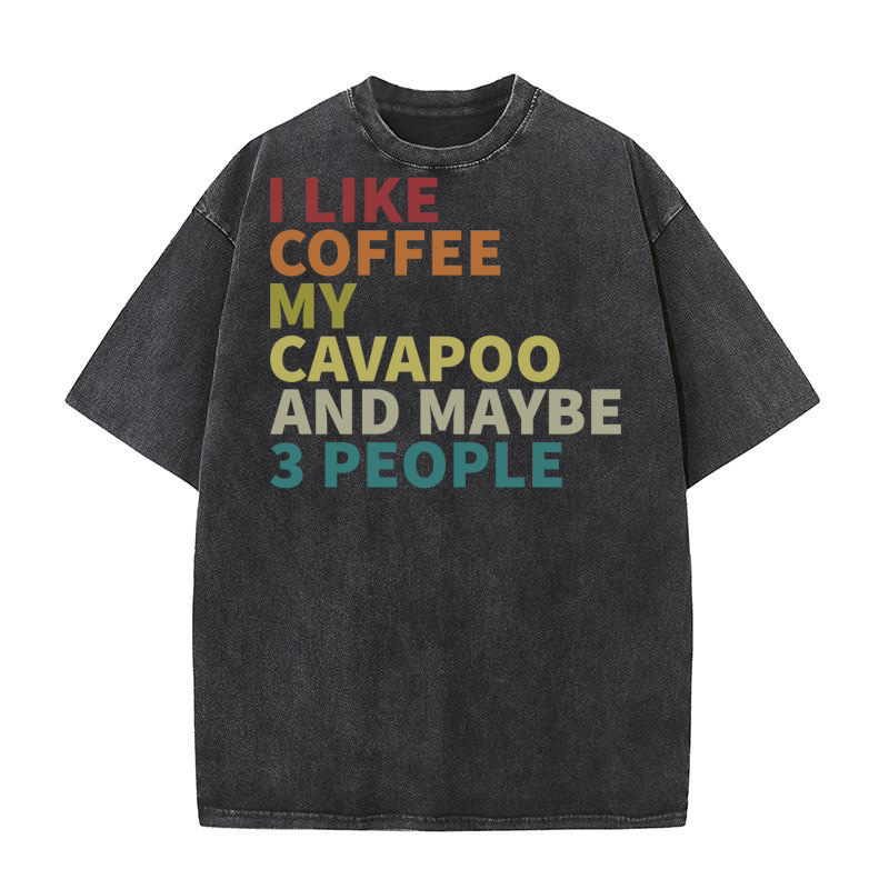 I like coffee my Cavapoo and maybe 3 people Washed T-Shirt