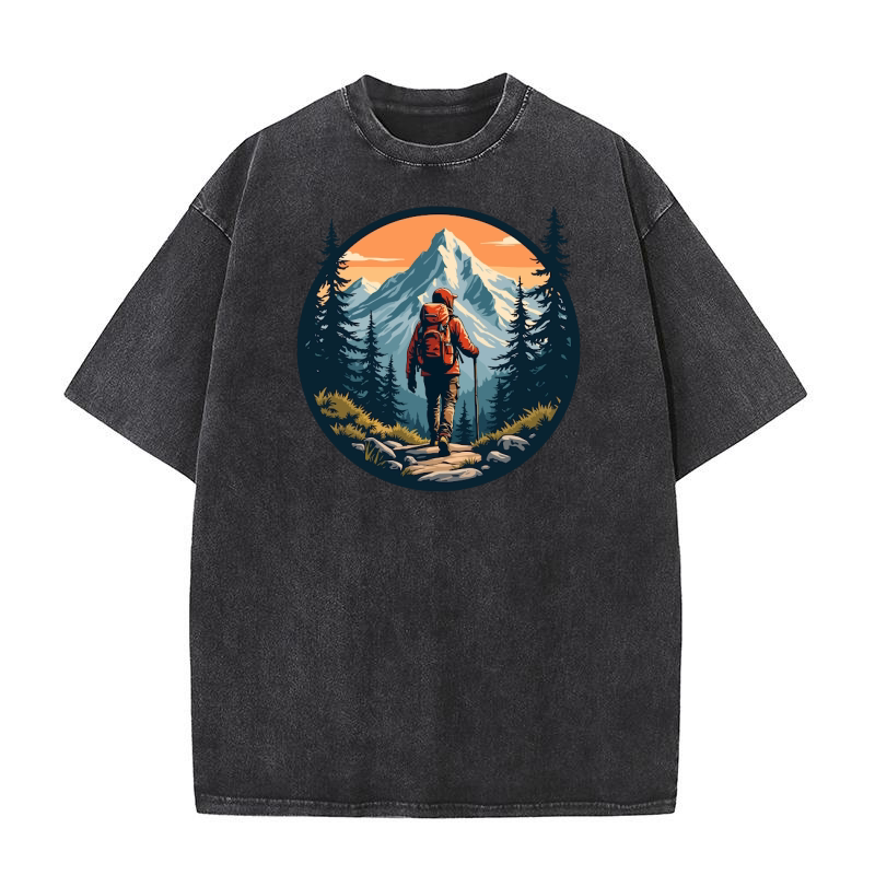 Mountain explorer hiking adventure Illus 13 Washed T-Shirt