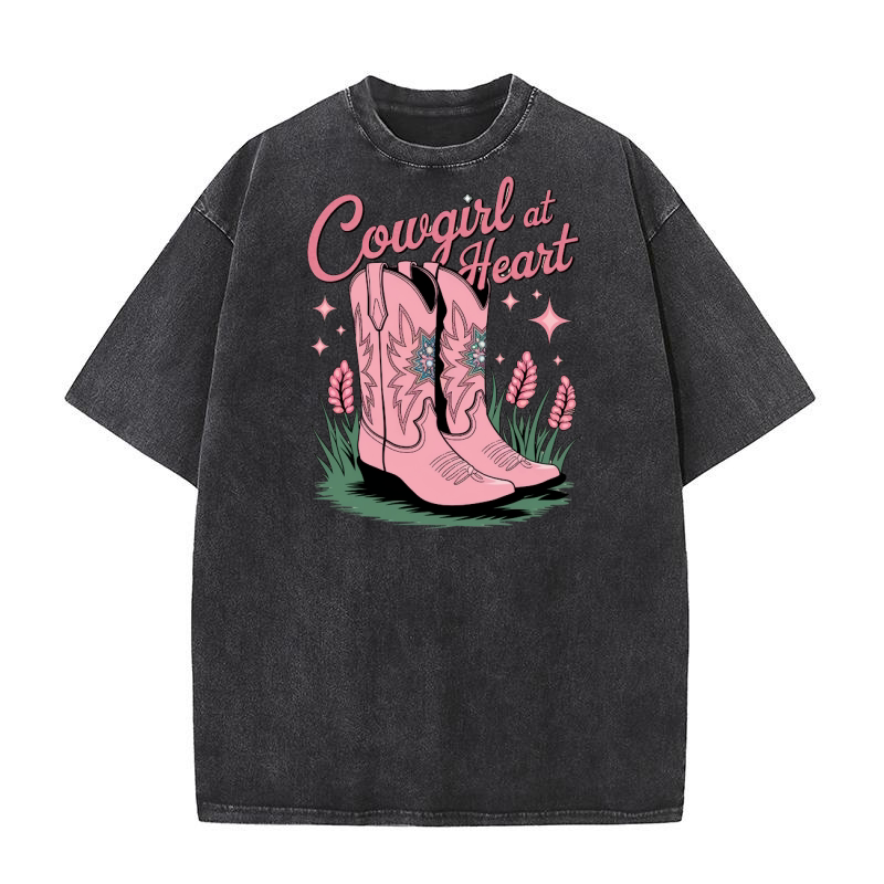 Pink Cowgirl Boots Tee 3 Washed T-Shirt