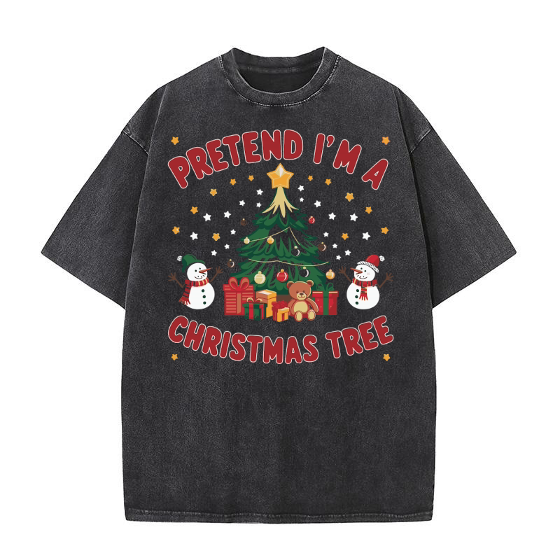 Pretend im a christmas tree Washed T-Shirt