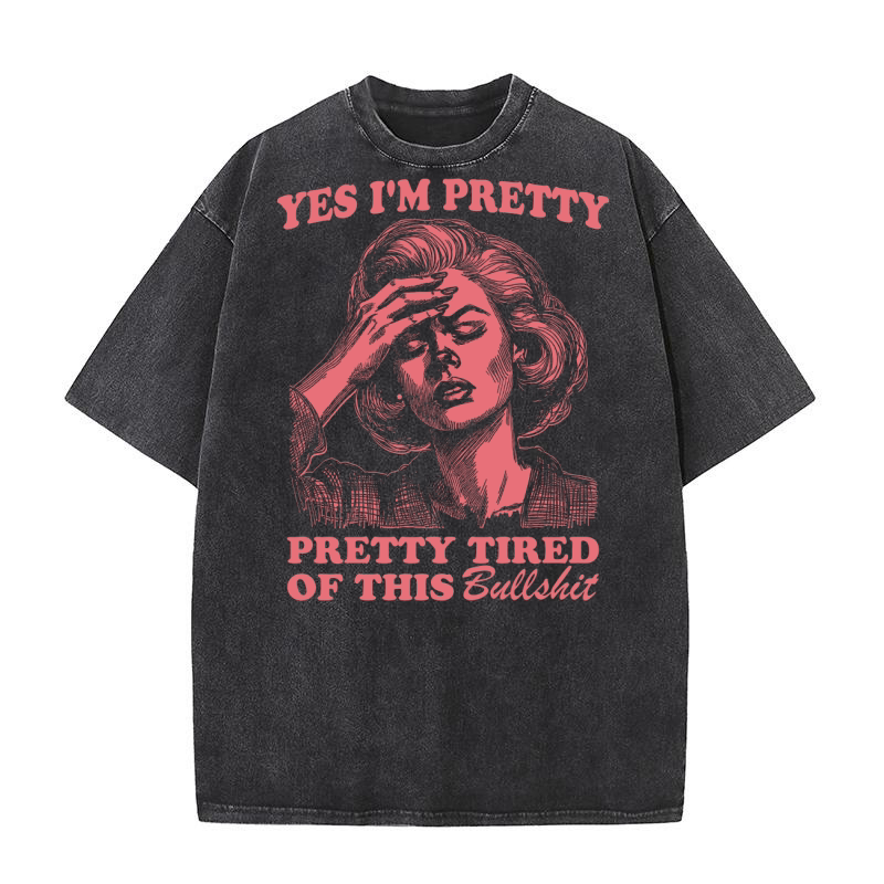 Pretty Tired Of This BS D Retro Red Washed T-Shirt