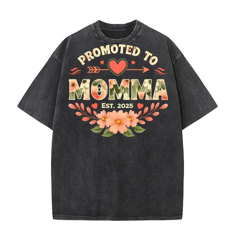 Prompted to mama est 2025 02 Washed T-Shirt