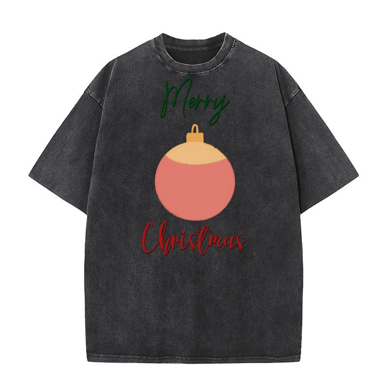 red ornament Merry Christmas 6 Washed T-Shirt