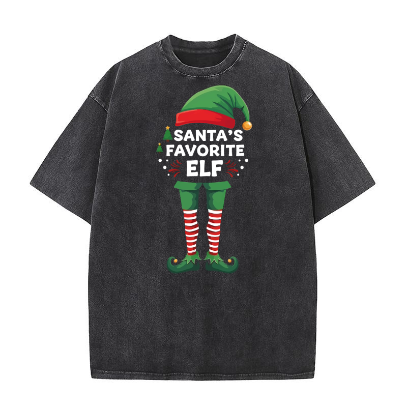 Santas Favorite Elf Washed T-Shirt