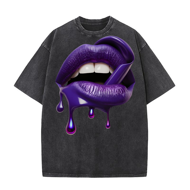 Womens Honey Glazed Lips Washed T-Shirt
