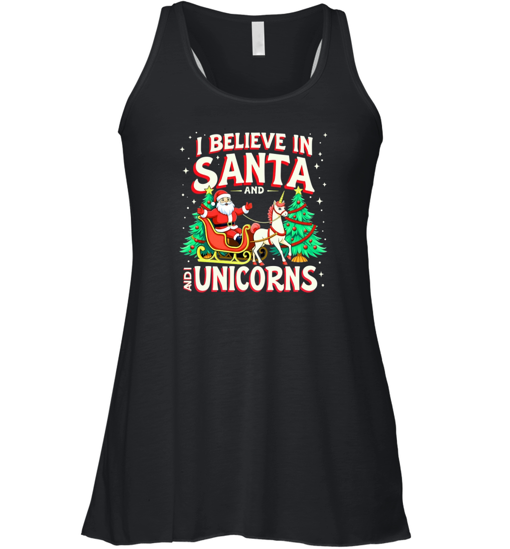I Believe in Santa and I Unicorns Women's Flowy Tank Top