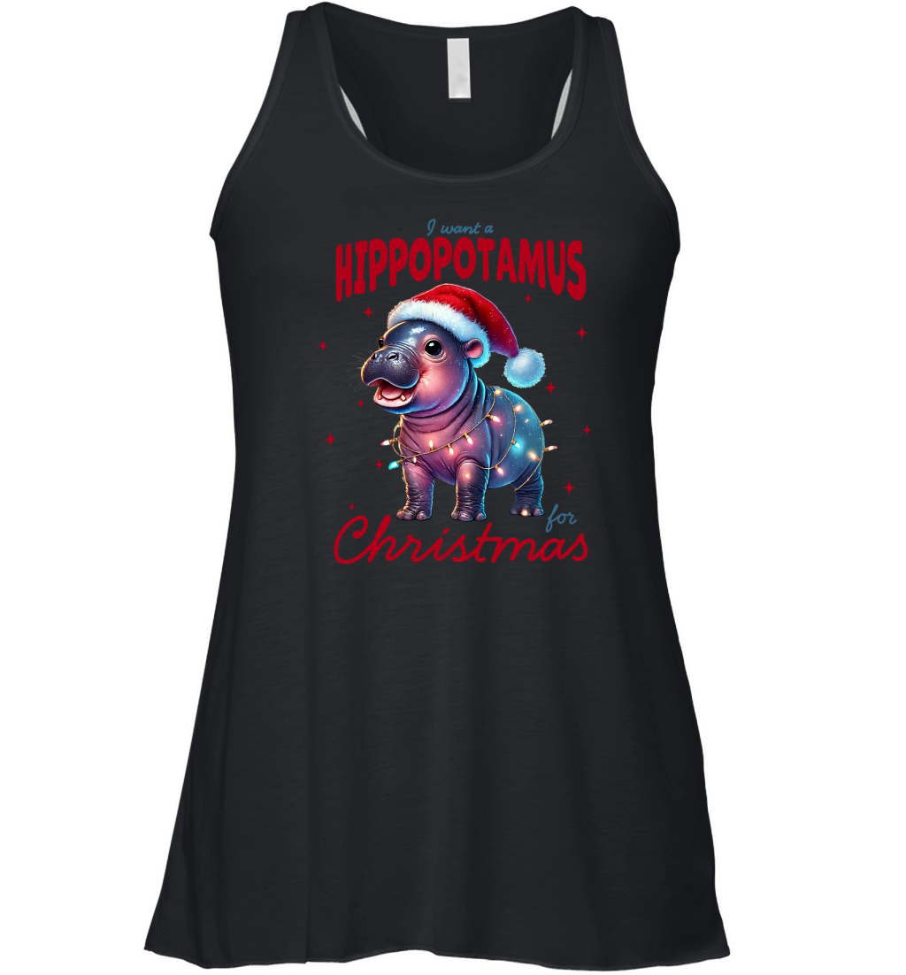 I want a Hippotamus for Christmas Women's Flowy Tank Top