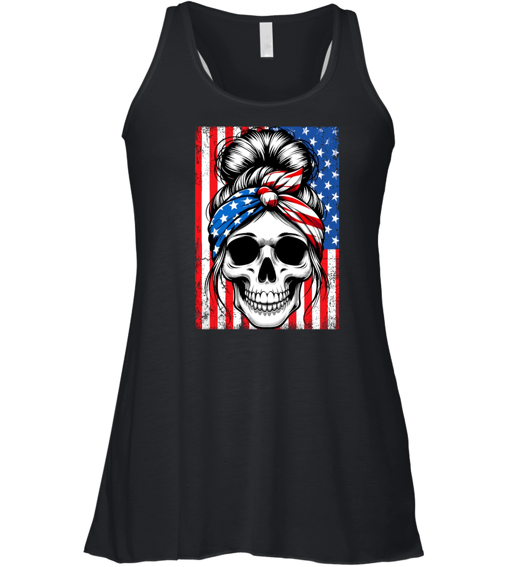 USA Flag Vintage Skeleton 4th of july Women's Flowy Tank Top