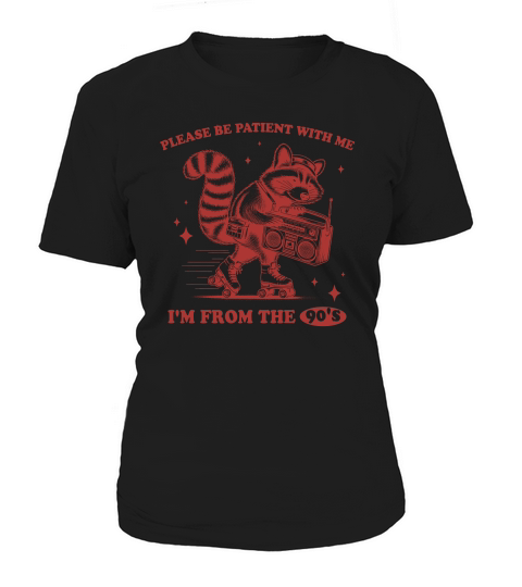 Raccoon Roller Skate Vintage Radio L Red Women's T-Shirt