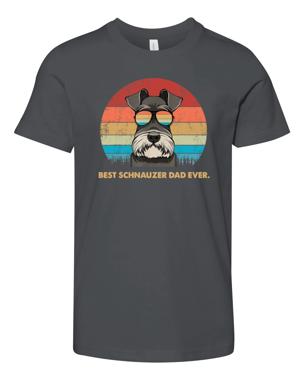 Dog Vintage Best Schnauzer Dad Ever Father Day Vintage Sunglas Youth Unisex Jersey Tee