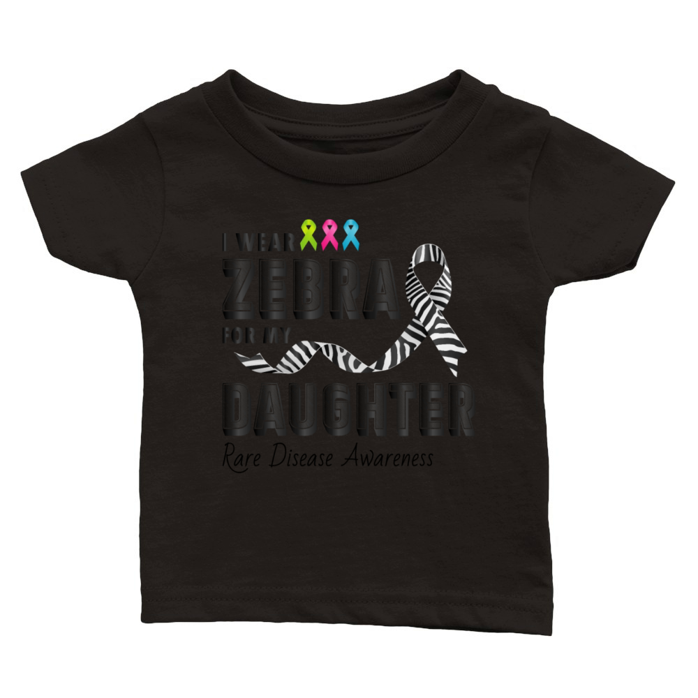 Rare Disease Awareness Day Zebra Ribbon Daughter Classic Baby Crewneck T-shirt