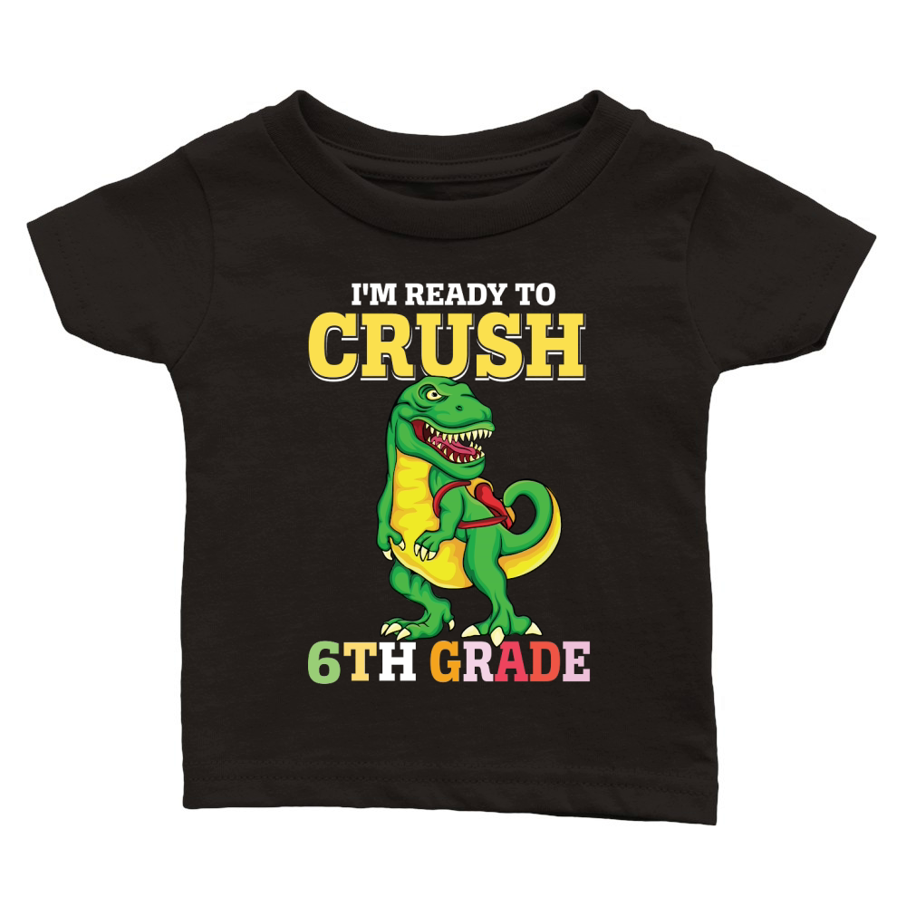 T rex Dinosaur Back to School 6th grade Classic Baby Crewneck T-shirt