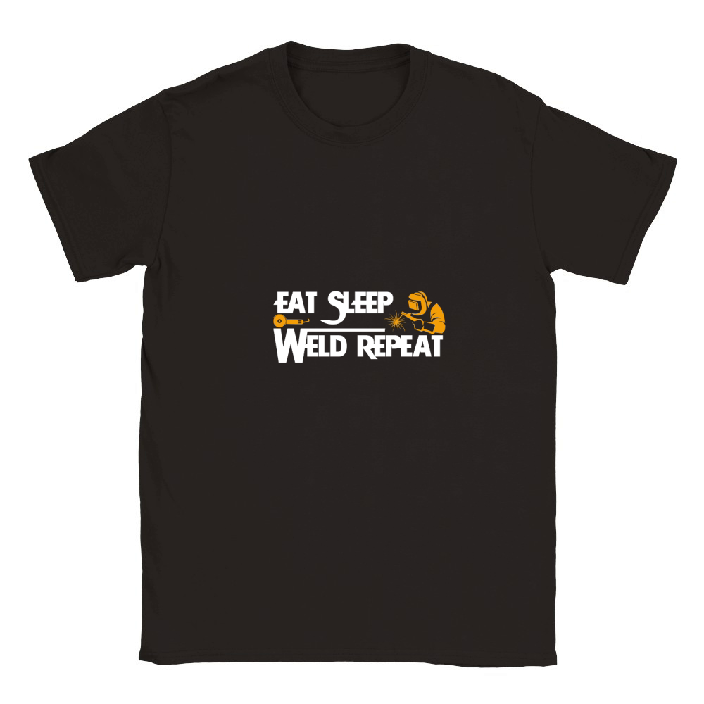 Eat Sleep Weld Repeat Funny Classic Kids Crewneck T-shirt