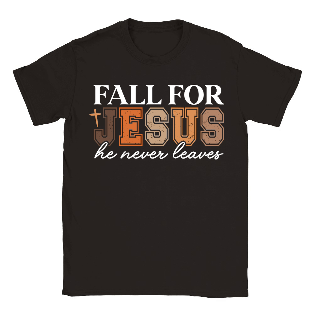 Fall for Jesus He Never Leaves white Classic Kids Crewneck T-shirt