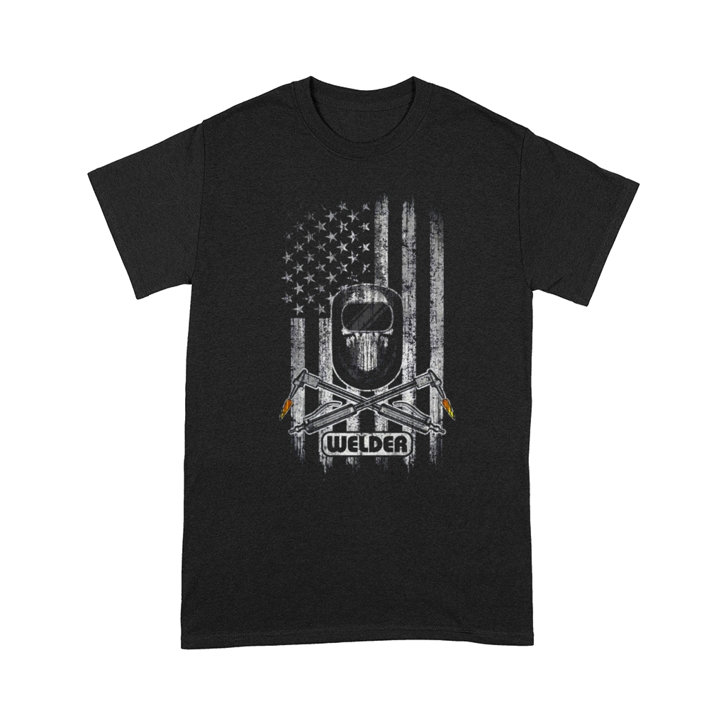 American Flag Welding Skull Mask and Torches T-Shirt Comfort T-shirt